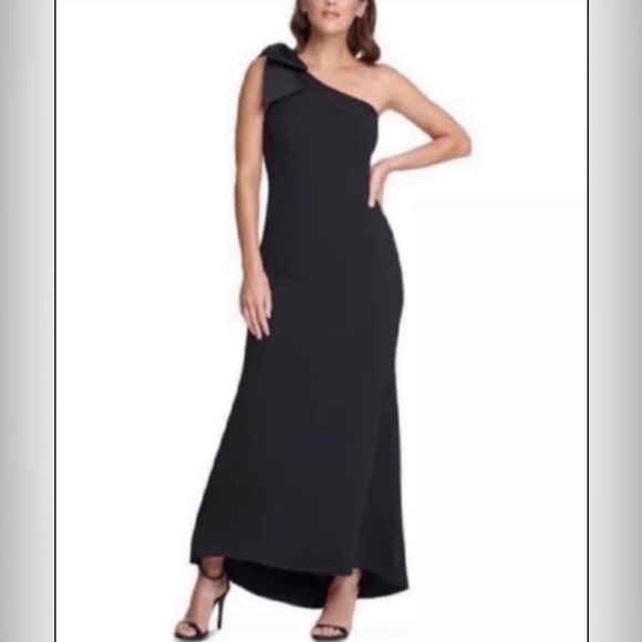 Eliza J Elegant Black One-Shoulder Dress size 10 - Picture 1 of 9